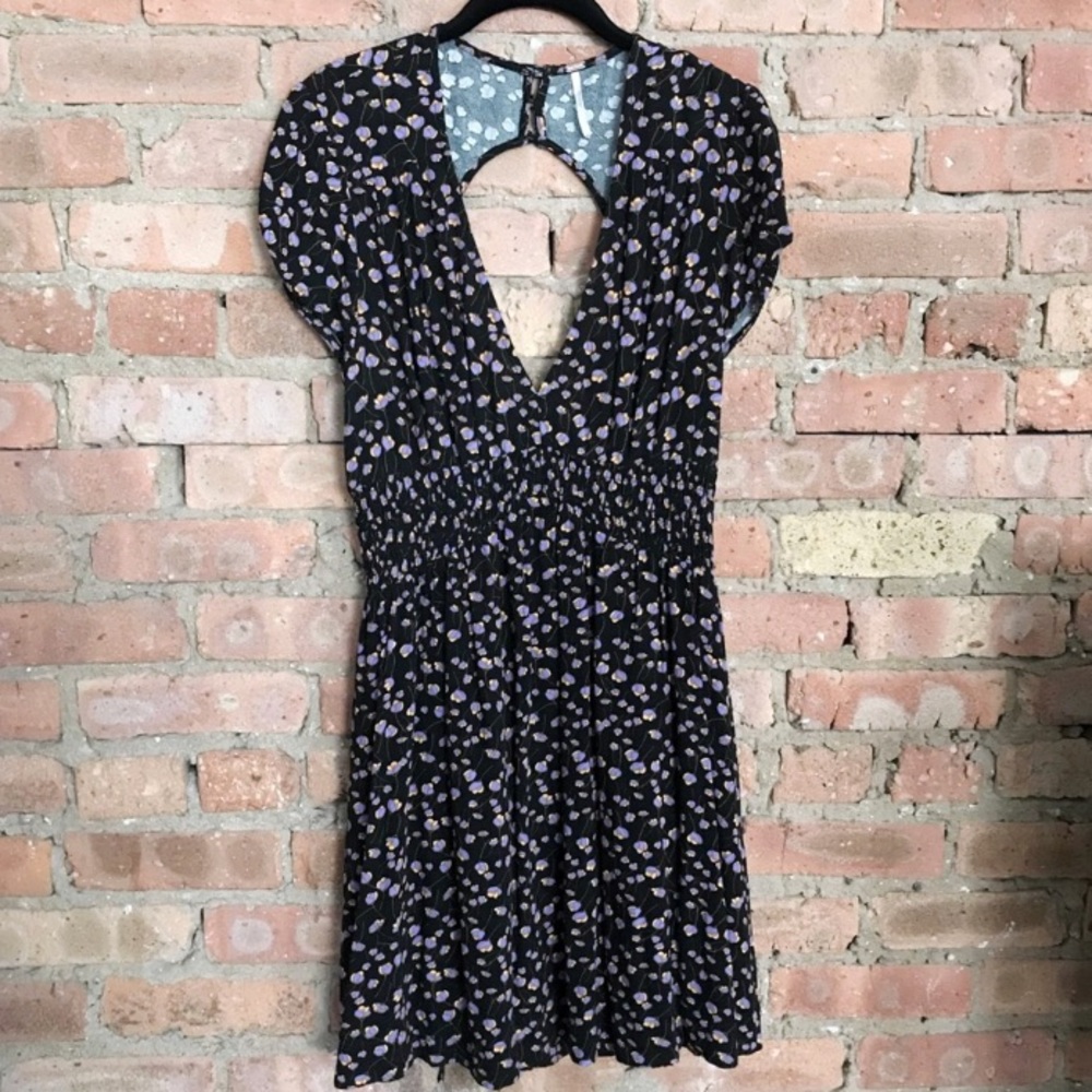 Free people black flowers mini dress